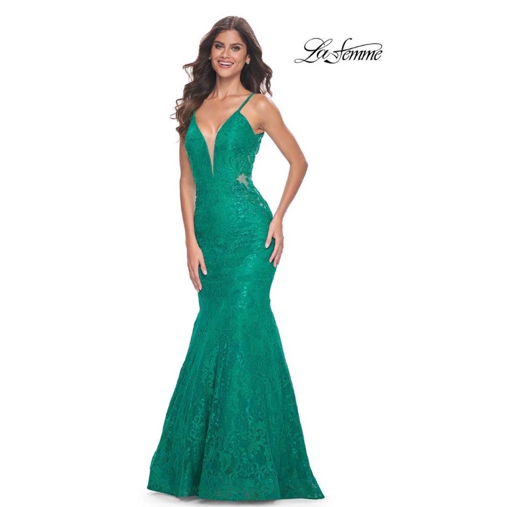 La Femme beautiful jade green dress